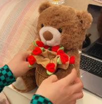 Teddy ôm hoa nón 2in1